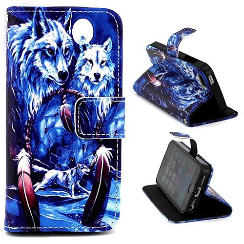 The Arctic Wolf Pattern PU Leather Full Body Case with Stand and Money Holder for iPhone 5/5S