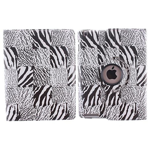 Black and White Leopard Grain Design 360 Degree Rotating PU Leather Case with Stand for iPad 2/3/4