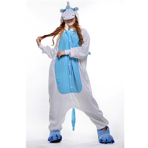 Новый Косплей Синий Единорог флиса взрослых Kigurumi пижамы