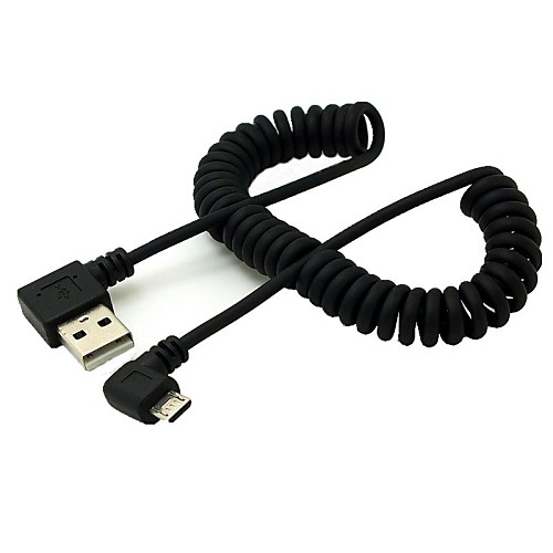 90 градусов влево под углом Micro USB 2.0 мужчина к USB мужчина весной выдвижной зарядное стрейч данных кабель бесплатная доставка