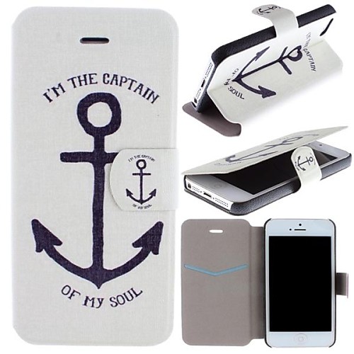 Anchor Pattern Clamshell PU Leather Full Body Case with Card Slot for iPhone 5/5S