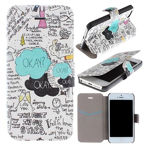 The Fault In Our Stars Pattern Clamshell PU Leather Full Body Case with Card Slot for iPhone 5/5S