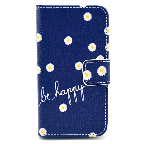 Be Happy Daisy Pattern PU Leather Full Body Case with Stand for iPhone 4/4S