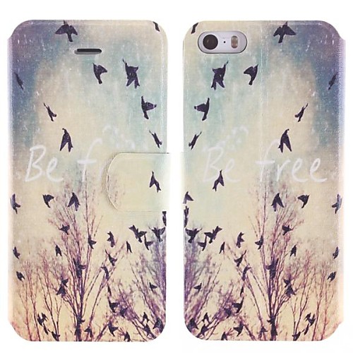 Happy Birdie PU Full Body Case with Card Slot and Stand for iPhone5/5S