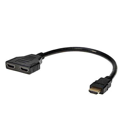 премиум LWM ™ High Speed HDMI 1 кобель до 2 женских кабель 1 фут 0,3 м v1.4 для HD 1080p 3d PS3 DVD диски BluRay бесплатной доставкой