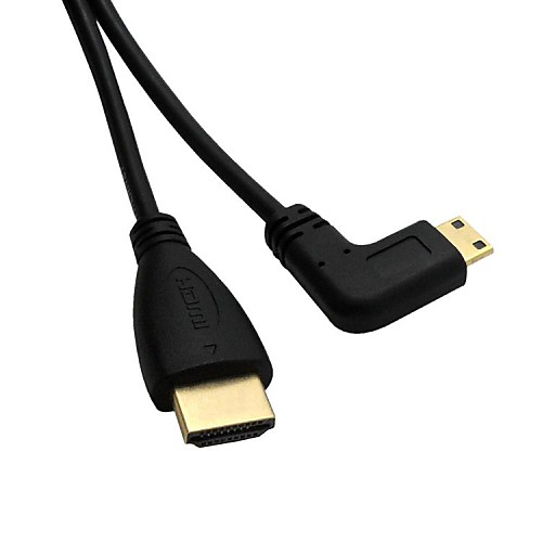 Mini HDMI кабель левый локоть Mini HDMI мужчины к HDMI Мужской v1.4 позолоченный бесплатную доставку