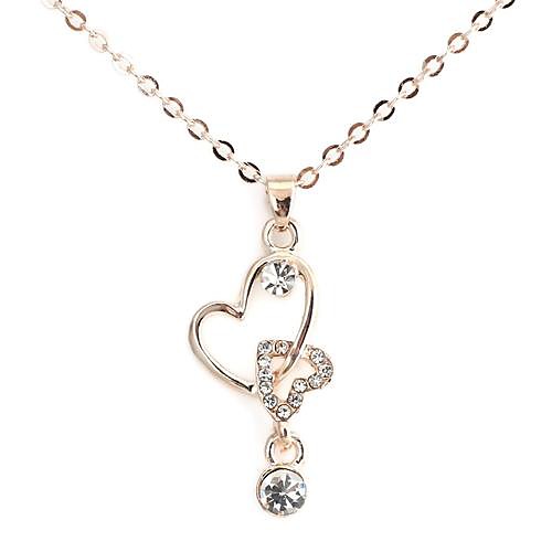 Двойные пирсинг Сердца образный металлический бриллиантами ожерелье (1 шт)