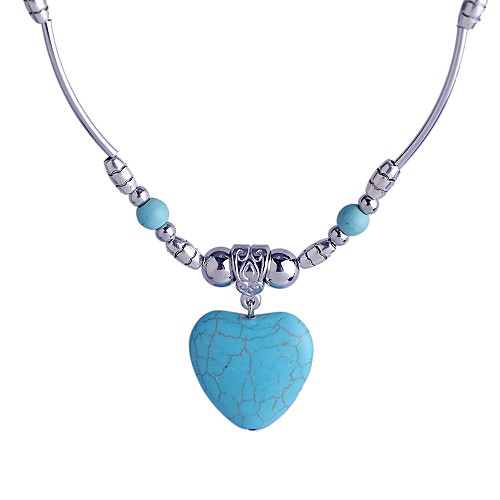 luremeturkey синий отложения солей персик сердца кулон ожерелье