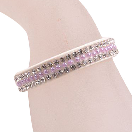 European Style Pink Rhinestone Leather Bracelet