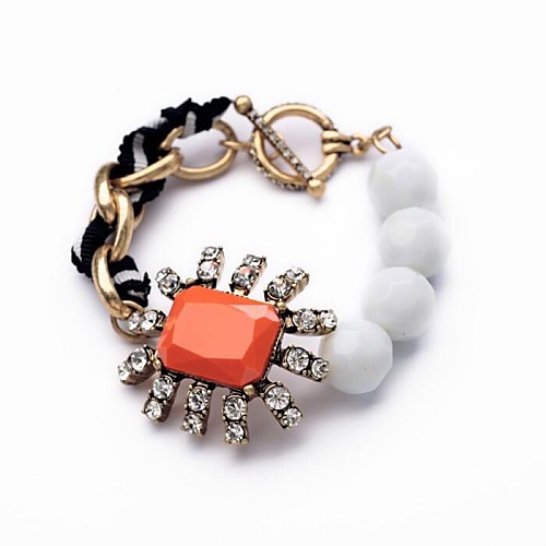 Fashion 19cm Women's Red Square Resin Copper Plated Charm Bracelet (1 Pc)