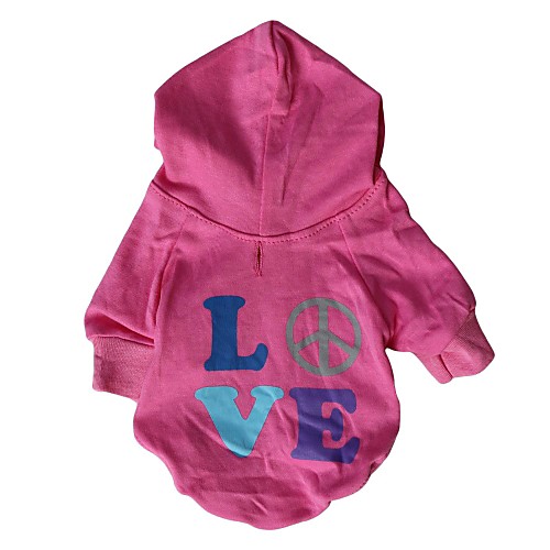 LOVE Pattern Cotton Hoodies T-Shirt for Dogs(red Assorted Sizes)