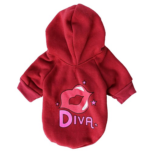 Diva Pattern Fleeces Hoodies T-Shirt for Dogs(Red/Pink Assorted Sizes)