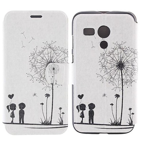 Dandelion Pattern and Lovers PU Full Body Case with Card Slot for Motorola MOTO G