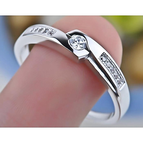 I FREEUnisex Fashion S925 Silver Platinum Plated Couple Rings 2 pcs (1 pair)