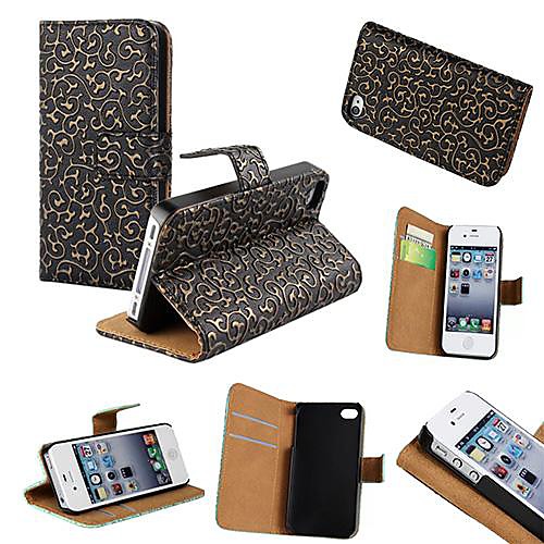 Court Style PU Leather Full Body Case with Stand and Card Slot for iPhone 4/4S