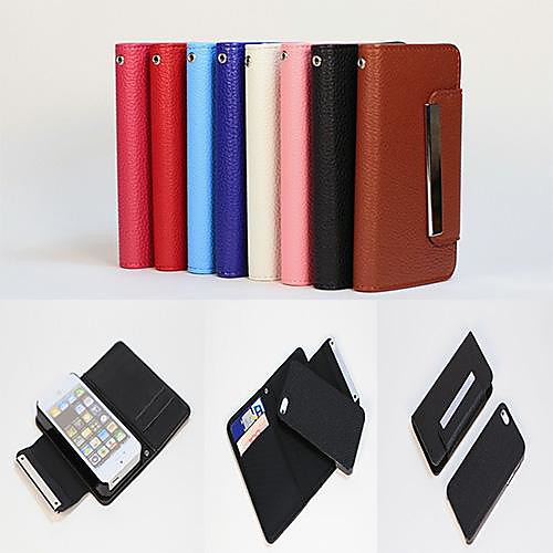 2 in 1 Design Litchi Stria Pattern PU Leather Full Body Case and Card Slot for iPhone 5/5S (Assorted Colors)