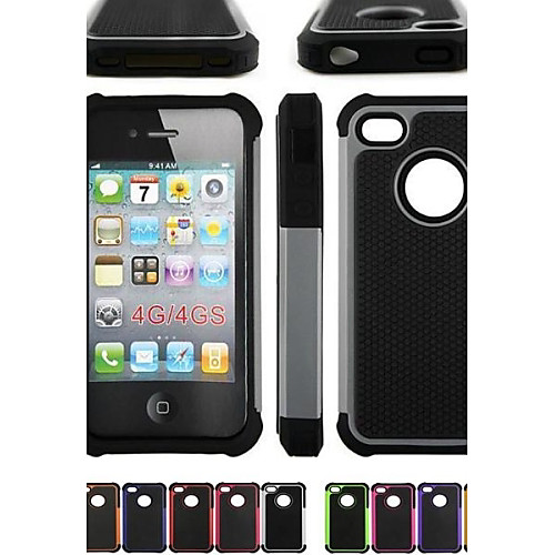 Two-in-One Football Grain Design PC and Silicone Case for iPhone 4/4S (Assorted Colors)