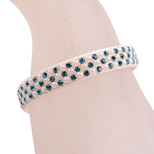 European Style Pearl Blue Rhinestone Leather Bracelet