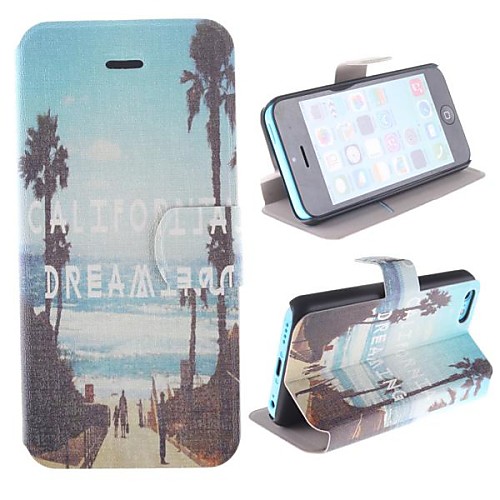 The Street Pattern PU Full Body Case with Card Slot and Stand for iPhone 5C