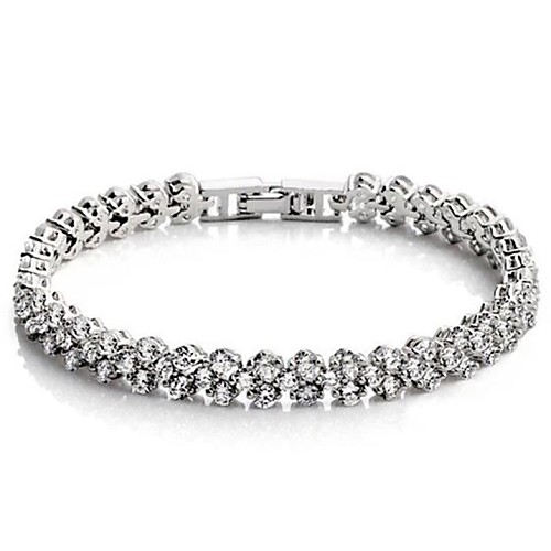 Fashion Platinum Zircon Diamond-Encrusted Bracelets(Silver)(1 Pc)