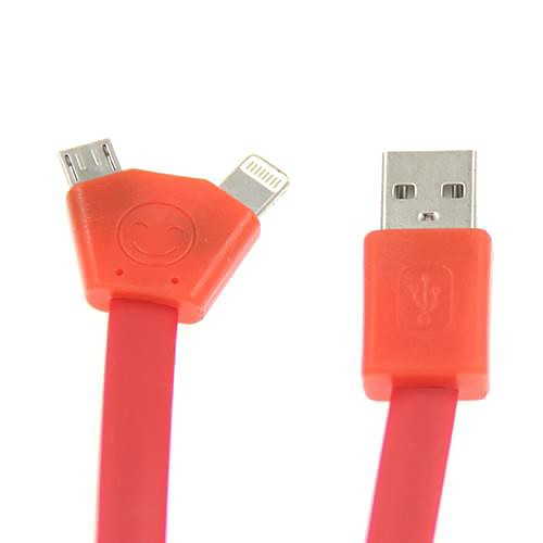 2-in-1 8 Pin Micro USB to USB Charge Cable for iPhone 5/Samsung (22cm,Assorted Colors)