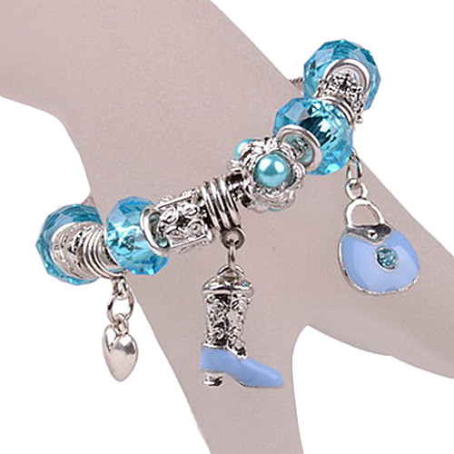 Blue Bead Bag High-heeled Shoes Charm Bracelet