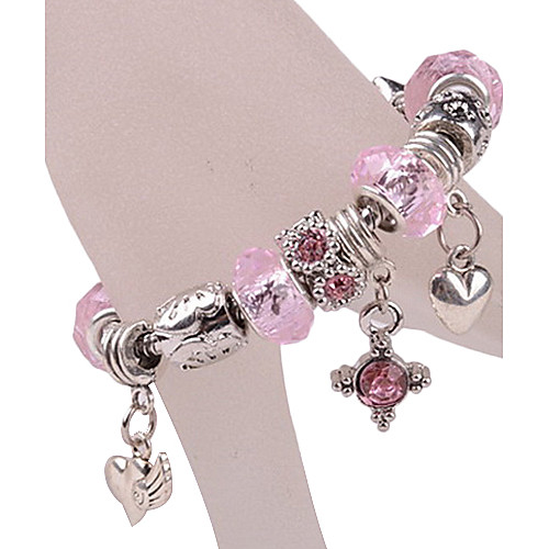 Pink Heart Star Charm Bracelet