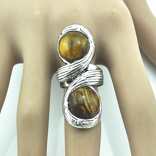 Toonykelly Vintage Female Tibet Natural Tiger Stone Adjustable Ring(1pcs)