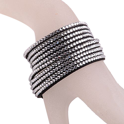 Multilayer Layer Rhinestone Leather Bracelet