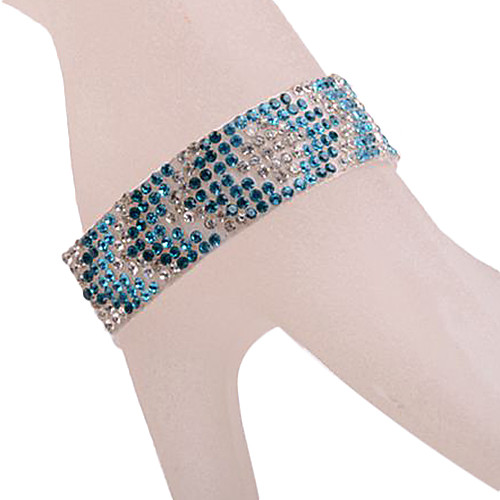 Adjustable Fabric Blue Rhinestone Tennis Bracelet