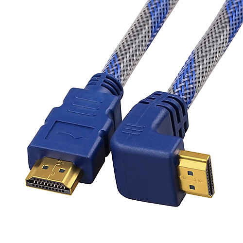 5м 90 градусов HDMI v1.4 3d 1080p мужчинами высокая скорость кабельного бесплатной доставкой (синий)