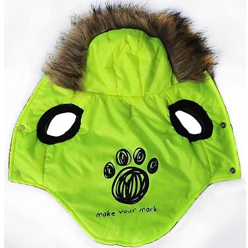 Footprint Pattern Cotton-Padded Hoodies Vest for Pets Dogs (Green Assorted Sizes)