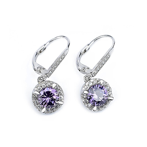 Women's Fashion S925 Silver Zircon Earrings 2 pcs(1 pair)