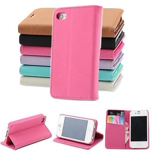 Pashm PU Leather Full Body Case with Stand and Card Slot for iPhone 4/4S (Assorted Colors)