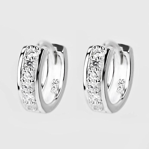 Women's Classic Single Row Diamond S925 Silver Earrings 2 pcs (1 pair)