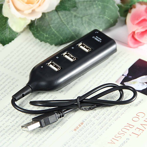 4 портовый Мини USB кабель 2.0 Hub с 60cm (Черный)
