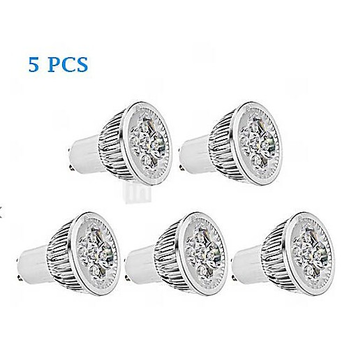 5pcs GU10 3W 200-250LM 6000-6500K Cool White Color Support Dimmable Light LED Spot Bulb (220V)