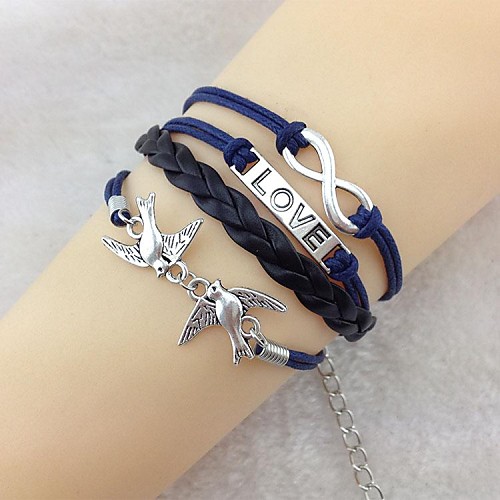 Vintage Peace Dove 18cm Unisex  Leather Wrap Bracelet(1 Pc)