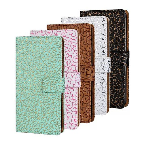 Hollow Pattern PU Leather Full Body Case with Stand and Card Slot for iPhone 5/5S