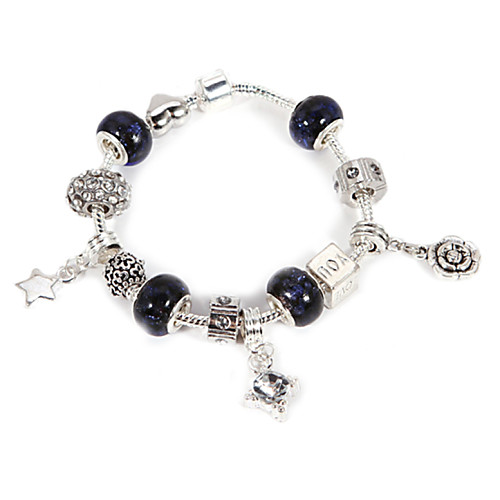 Fashion Black Beads Heart Charm Bracelets