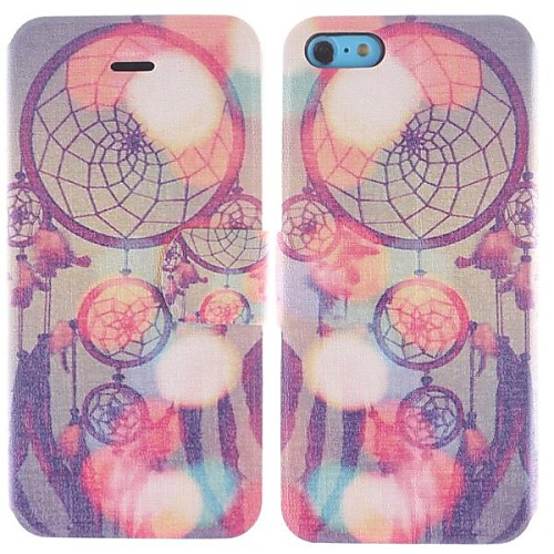 Dreamcatcher Pattern PU Leather Full Body Case with Stand and Card Slot for iPhone 5C