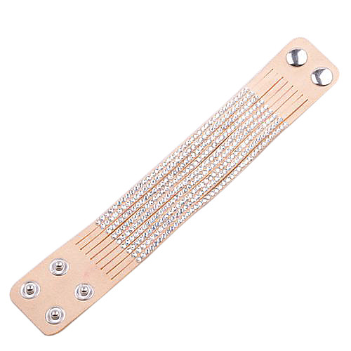 Multilayer Champagne Rhinestone Leather Bracelet