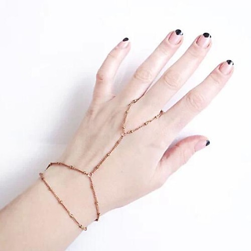 Women's  Fashion Personality Copper Beads Connect Fingers Chain  Bracelets