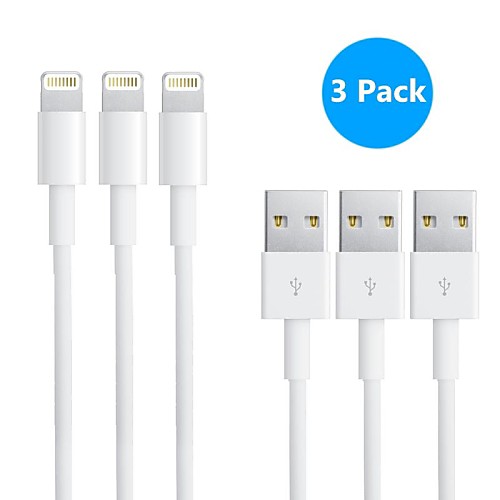 Кабель USB 8-контактный для синхронизации данных и зарядки iPhone 5/ iPad mini / iPad 4/ iPod (набор из 3 шт., длина 100см)