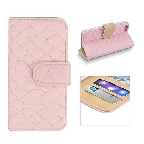 Angibabe Grid Pattern Flip Open PU Leather Full Body Case with Card Slot for iPhone 5/5S (Assorted Color)