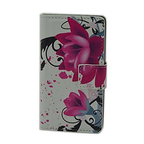 Red Flower Pattern PU Leather Full Body Case with Stand and Card Slot for LG L5 II E450