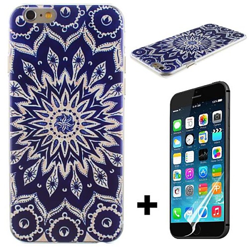 Blue Sun Flowers Pattern Hard with Screen Protector Cover for iPhone 6