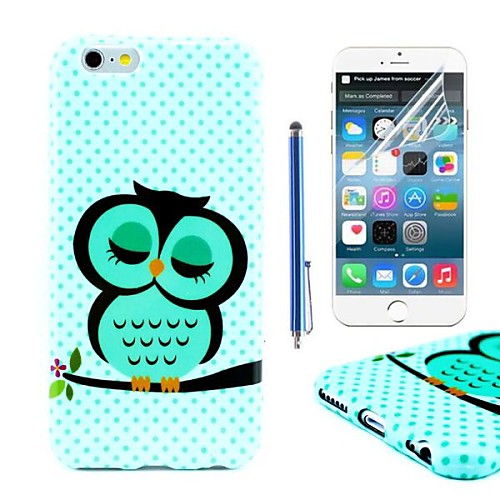 Owls Sleep Pattern TPU Soft Cover with Protective Film and Stylus for iPhone 6