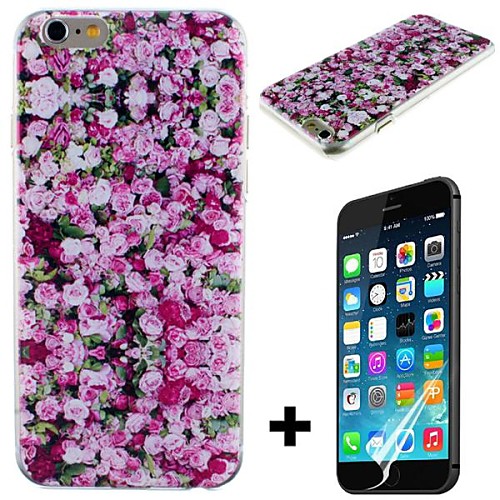 Red Rose Pattern Hard with Screen Protector Cover for iPhone 6