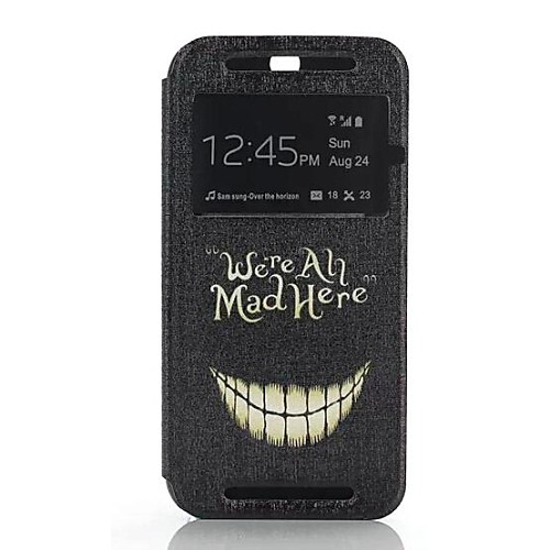 Cartoon Crazy Teeth Pattern One Window Clamshell PU Leather Full Body Case for HTC One M8